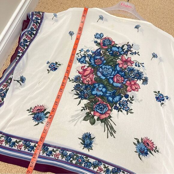 Vintage Silk Poncho Blouse / Kimono Tunic From Italy - Picture 7 of 10